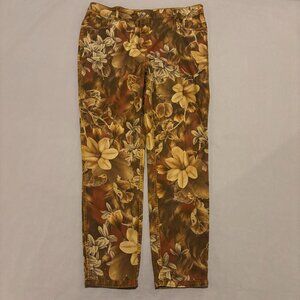 Women Chino Pants 34x27 Beige Reversible Fall Camouflage Flat Front Casual